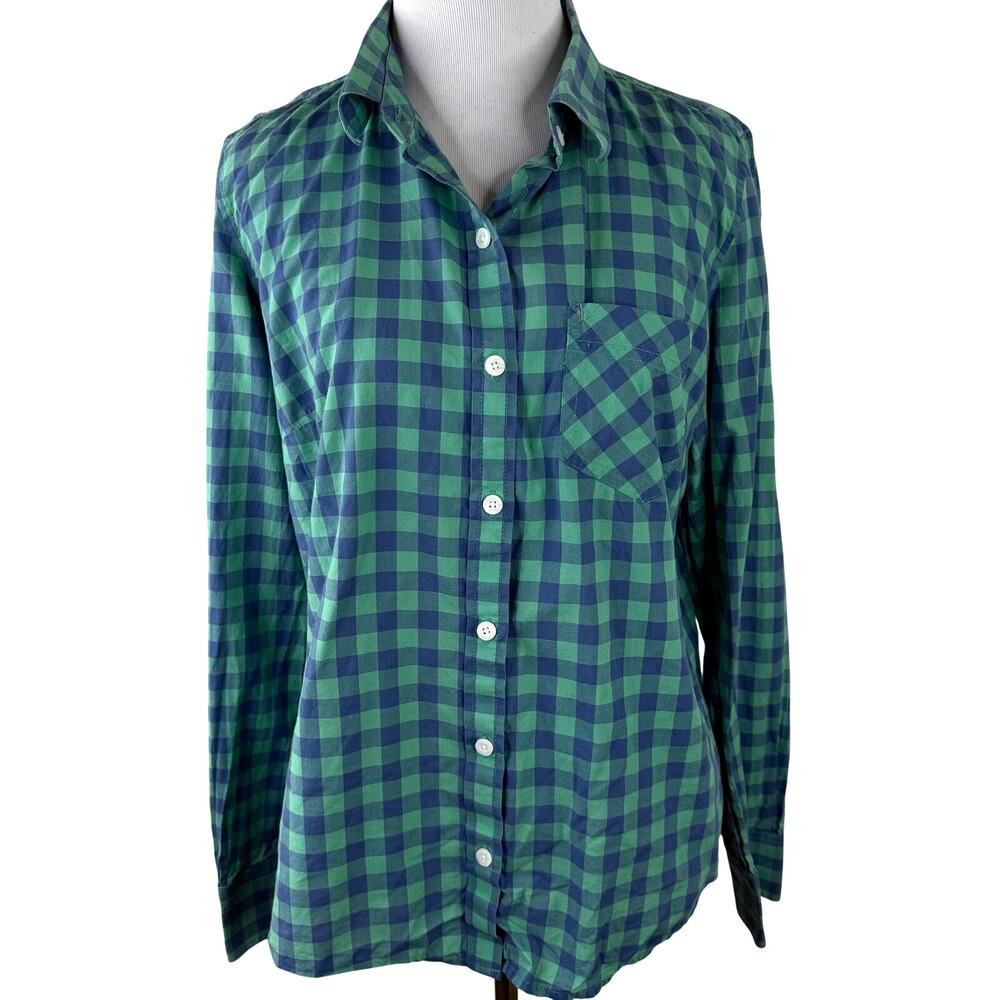 Patagonia Women's Green & Blue Checkered Button Up Shirt Size 6